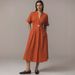 Women's Long Dress V Neck Short Sleeve Front Button Loose Fit Shirt Dress With Slit Fashion_ecoleips.com