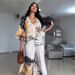 European And American Women's Clothing 2025 New Positioning Printing Loose Fashion Lantern Sleeve Shirt Wide Leg Pants Two-piece Suit_ecoleips.com