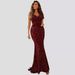 Women's Clothing New Fashion V Neck Hip Wrapped Suspender Sequined Dress Mid Waist Long Swing Evening Dress_ecoleips.com