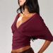 Spring/Summer Women's V Neck Batwing Sleeve Slim Waist Short Top Fashionable Sexy Cross Border European American Style_ecoleips.com
