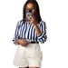 Classic Blue Striped Shirt For Women Long Sleeve Versatile Top For Casual & Office Wear Spring/Autumn Summer Polyester Regular Fit_ecoleips.com