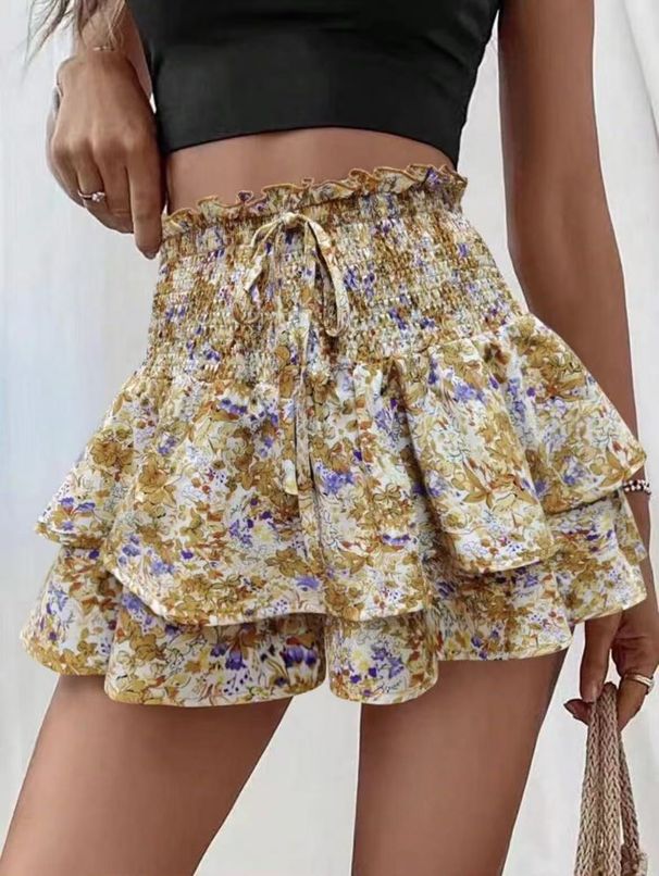 Women's Floral Print Wide Leg Shorts | High Waist Loose Fit Summer Shorts | Elastic Waist Comfort Casual Short Pants_ecoleips.com