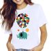 European And American Cross-border Foreign Trade Women's Clothing Cute Cartoon Animal Print Round-neck Short-sleeve_ecoleips.com