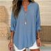 Women's Clothing New V Neck Cotton And Linen Pure Large Size Shirt_ecoleips.com