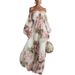 Women's Off-Shoulder Dress Style Print Lantern Sleeve Elegant Fashion Relaxed Everyday Wear Comfortable Feshion_ecoleips.com