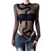 Self-designed European And American Niche Personalized Snake Print Sexy Slim-fit Sheer Basic Round-neck Long-sleeve_ecoleips.com
