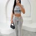 Women's Clothing High Street Hiphop Street Positioning Printing Short Sleeved Top Straight Trousers Suit_ecoleips.com