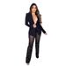 Women's Blazer & Pants Set - Beaded Mesh Office Suit, Straight-Leg Trousers, Elegant & Streetwear Style (Black, Beige, White)_ecoleips.com