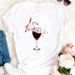 clothing With Round Neck, Plus-size European And American Clothing, Wine Glass Short-sleeve Women's T-shirt_ecoleips.com