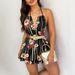 Women's Clothing Halter Neck Strap Backless V Neck Jumpsuit Shorts_ecoleips.com