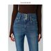 Women's High Waisted Flared Jeans Supermodel Style Three Button Four Way Stretch Slim Fit Retro Hip Lifting Denim For Winter Size 25_ecoleips.com