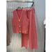 Women's Clothing Contrast Color Large Gold Button Knitted Cardigan Women's Summer Loose Wide Leg Pants Fashionable Two Piece Suit Trendy_ecoleips.com
