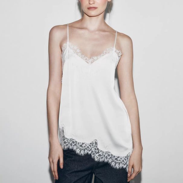 Chic Asymmetrical Lace Lace Patchwork Top Sexy Lace Sleeveless Camisole Tops Backless V Neck Backless Tops Summer Wear_ecoleips.com