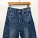 High Waisted Casual Curved Blade Jeans for Women Sparkly Hot Stamped Rhinestone Heavy Duty Loose Fitting European American Style Trousers_ecoleips.com