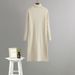 Women's Elegant Knitted Sweater Dress High Neck mid Length Base Dress for Autumn Winter below the Knee_ecoleips.com