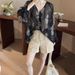 Verve GRACETINAHOO Summer French Style Lazy Sunscreen Dyed Floral Silk Wrinkle Texture Lightweight Versatile Shirt_ecoleips.com