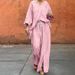 Women's Clothing Spring And Autumn Wear V Neck Long Sleeved Cardigan Tops And Pants Two Piece Set_ecoleips.com