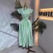 Women's Striped Shirt Dress Spring Belted Waist Flowy Midi Length Collared Short Sleeve Feminine Dress Side Slits_ecoleips.com