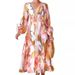 2023 Women's Bohemian Floral Mid-Length Ruched Beach Flowy Dress_ecoleips.com