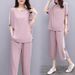Audday Plus Size Women's Summer New Korean Style Two-Piece Set Loose Casual Wide-Leg Pants Suit For Women_ecoleips.com
