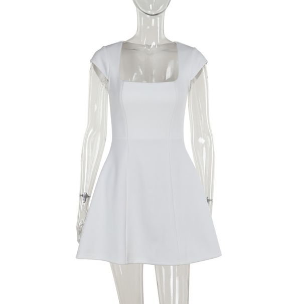 YJ24325 Summer 2024 New Fashion Style Elegant Commuter Short Sleeve Square Neck Vest A-line Mini Dress_ecoleips.com