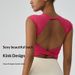 JOOMON European American Style Hollow-out Back Tank Top For Women With Chest Pads, Long Style, High-end Sports And_ecoleips.com