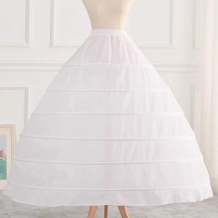 6-Hoop Petticoat Crinoline For Cosplay & Wedding – Steel-Boned Puffy Underskirt (White/Black)_ecoleips.com