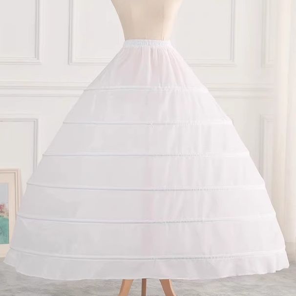 6-Hoop Petticoat Crinoline For Cosplay & Wedding – Steel-Boned Puffy Underskirt (White/Black)_ecoleips.com