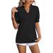 Women's V-Neck Short Sleeve T-Shirt With Wheat Pattern, Soft Breathable Solid Color Basic Top For Casual Wear_ecoleips.com