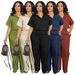 Aria Basics Aria Basics AL269 Cross-Border European And American Women's Clothing Set Shirt Short Sleeve Two-Piece Linen Casual OL Office Summer_ecoleips.com