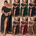 Plus Size Evening Dress With Sequin & High Slit - Elegant Off-Shoulder Formal Gown For Women_ecoleips.com