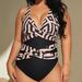 Plus Size One-Piece Swimsuit – Retro High-Waisted & Open Back Design, Sexy Cross Strap For Slimming Fit (Floral Print, 0xl/1xl/2xl/3xl)_ecoleips.com
