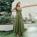 Women's Elegant Belt Bronzing Mesh A Swing Wedding Dress Bridesmaid Dress_ecoleips.com