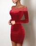 Women's Clothing Hot Stamping Stitching V Neck Pleated Satin Dress_ecoleips.com
