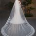 Women's Clothing Bridal Accessories 3 Meters With A Comb One Layer Of Trailing Lace Sequins Long Veil_ecoleips.com