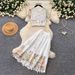 Elegant Luxury Two Piece Set For Women Mid-Calf A-Line Skirt With Lace Top Water Soluble Embroidered High Waisted Summer Fashion_ecoleips.com