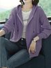 2026 Autumn/Winter Elegant Casual Hooded Zip-Up Knit Cardigan With Double Pockets, Versatile Long-Sleeved Sweater Jacket_ecoleips.com