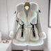 luxury fur coat for women, winter w longline open front jacket, soft fluffy cozy oversized cardigan, elegant streetwear style (white/coffe)_ecoleips.com