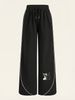 Women's Casual Wide Leg Sports Pants Spring/Autumn Loose Fitting Musical Note Print Fashionable Polyester_ecoleips.com