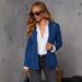Women's Washed Blue Denim Blazer Jacket, Slim Fit Casual Office Wear, Stretch Comfort, Classic Western Style, S/M/L/XL_ecoleips.com