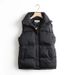 Women's Quilted Vest With Stand Collar, Lightweight Padded Coat, Loose Fit Casual Jacket, Open Front Sleeveless Outerwear For Fall Winter_ecoleips.com