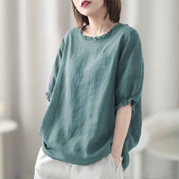 Summer-Sized Short-Sleeved T-Shirt For Women, Featuring A Literary/Retro Design With Wooden-Edged Details And A Round Co_ecoleips.com