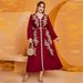 Women's Clothing Muslim Women's Fashion Casual Large Size V Neck Loose Waist Dress_ecoleips.com