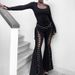 Women's Dark Street Style Eyelet Lace up Flare Pants Summer 2024 New Arrival CF24009 without Cover_ecoleips.com