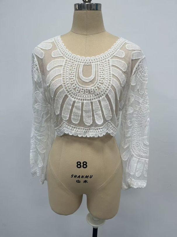 Women's Sheer Lace Beach Cover-Up – Lightweight Sun Protection Kimono, Boho Resort Wear, Breezy Mesh Bikini Wrap (Beige/Black/White/Green/Rust)_ecoleips.com