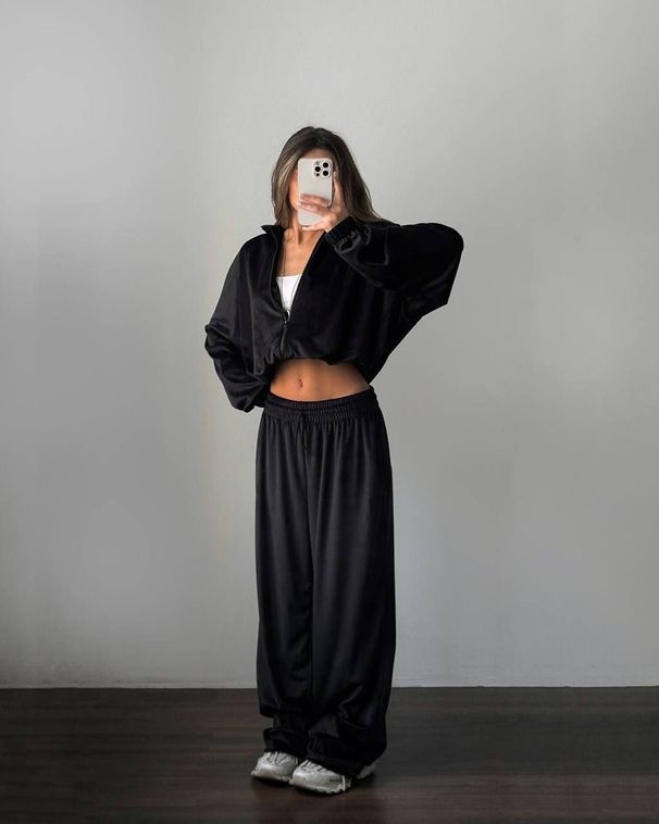 New Casual Women's Suit Solid Color Long-sleeved Zipper Cardigan Jacket Sweatpants Two-piece Set_ecoleips.com
