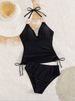 Women's Clothing Halter Neck One Piece Swimsuit Solid Color Backless Sexy Style Bikini Set For Spring/Summer/Autumn Fashion_ecoleips.com