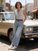 Elegant Knit Sleeveless Vest, Women's V-Neck Ribbed Button-Up Casual Top_ecoleips.com