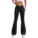 Voya Women's European And American 2026 Casual Sports For Women Summer New V-Waist Slimming Flared Long Pants_ecoleips.com