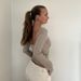 European And American Style Basic Low Round Neck Sexy Backless Striped T-shirt For Women, Pullover Slim-fit Knitted_ecoleips.com